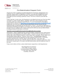 Document preview: Form COM-19-0001 Pre-determination Request Form - Ohio