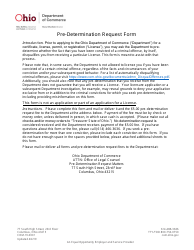 Form COM-19-0001 Pre-determination Request Form - Ohio