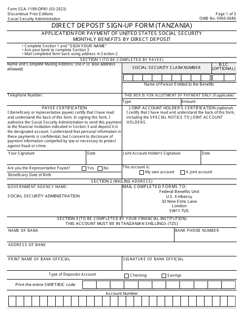 Form SSA-1199-OP81 Direct Deposit Sign-Up Form (Tanzania)