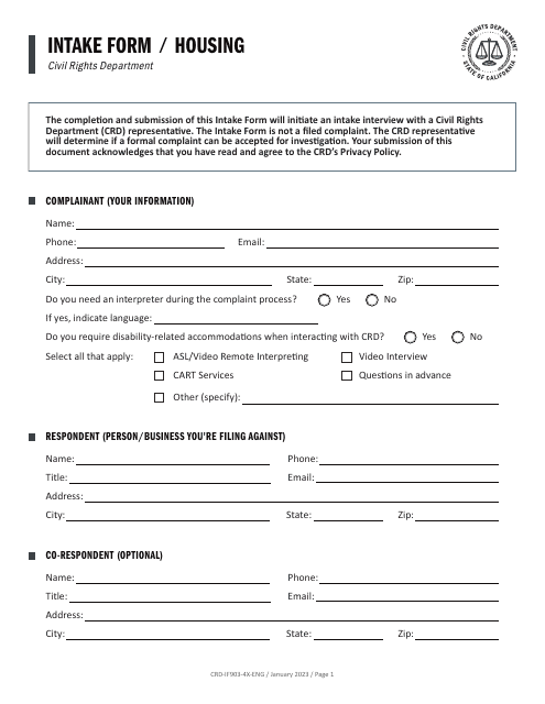 Form CRD-IF903-4X-ENG  Printable Pdf