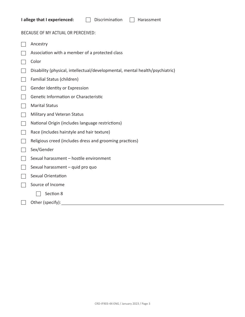 Form CRD-IF903-4X-ENG Intake Form - Housing - California, Page 3