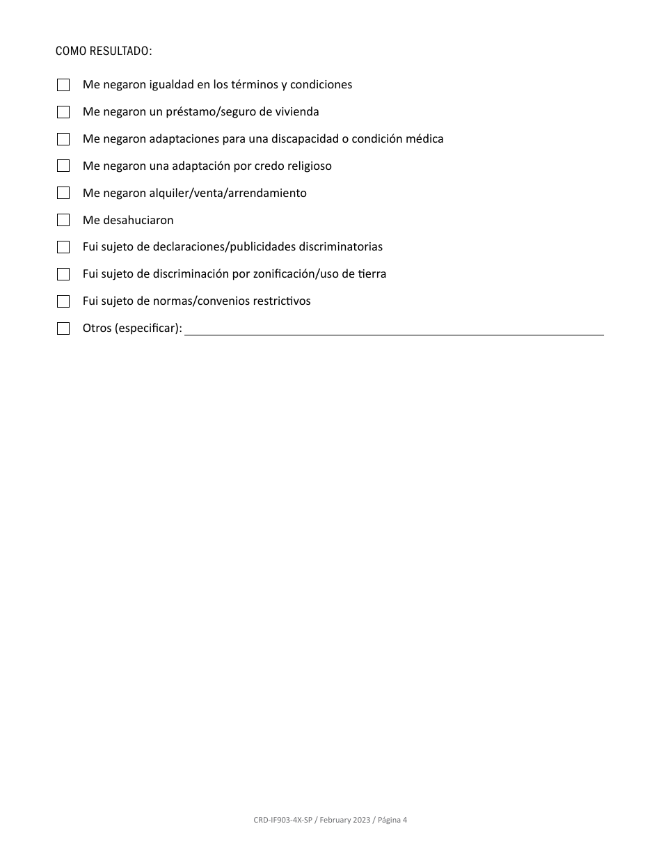 Formulario CRD-IF903-4X-SP Formulario De Registro - Vivienda - California (Spanish), Page 4