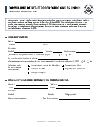 Document preview: Formulario CRD-IF903-12X-SP Formulario De Registro - Derechos Civiles Unruh - California (Spanish)
