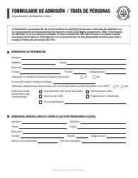Formulario CRD-IF903-5X-SP Formulario De Admision - Trata De Personas - California (Spanish)
