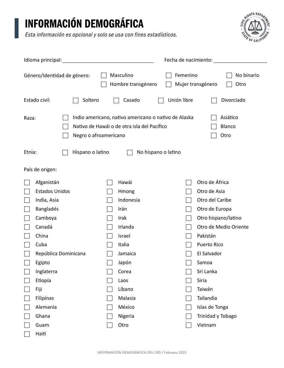 Formulario CRD-IF903-5X-SP Formulario De Admision - Trata De Personas - California (Spanish), Page 3