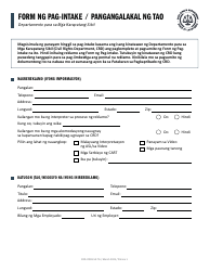 Document preview: Form CRD-IF903-5X-TG Intake Form - Human Trafficking - California (Tagalog)
