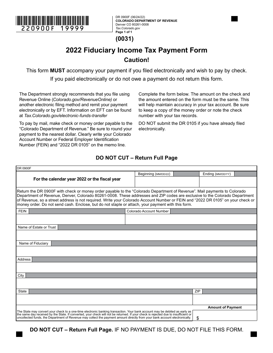 Form DR0900F 2022 Fill Out, Sign Online and Download Fillable PDF, Colorado Templateroller