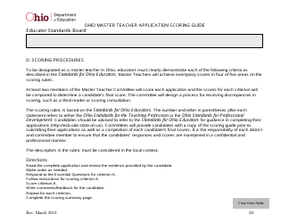 Document preview: Ohio Master Teacher Application Scoring Guide - Ohio