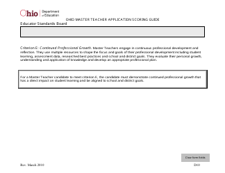 Ohio Master Teacher Application Scoring Guide - Ohio, Page 10