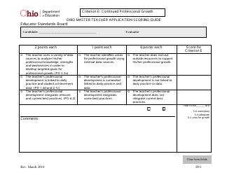 Ohio Master Teacher Application Scoring Guide - Ohio, Page 11