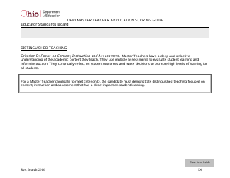 Ohio Master Teacher Application Scoring Guide - Ohio, Page 8