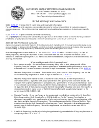Document preview: Instructions for Birth Reporting Form - South Dakota