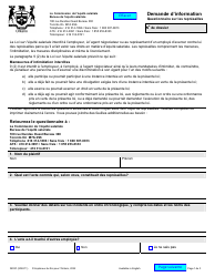Document preview: Forme 0203F Demande D'information - Questionnaire Sur Les Represailles - Ontario, Canada (French)