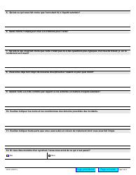 Forme 0203F Demande D&#039;information - Questionnaire Sur Les Represailles - Ontario, Canada (French), Page 2