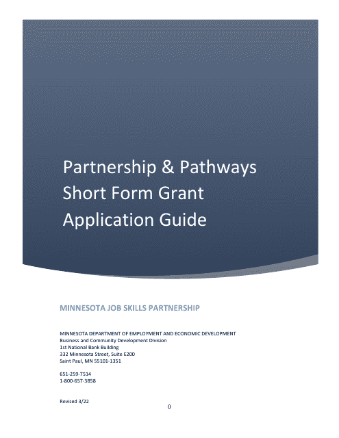 Instructions for Partnership & Pathways Short Form Grant Application - Minnesota