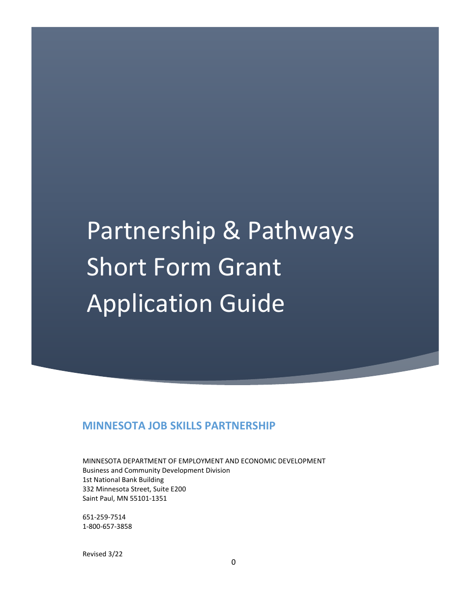 Instructions for Partnership  Pathways Short Form Grant Application - Minnesota, Page 1