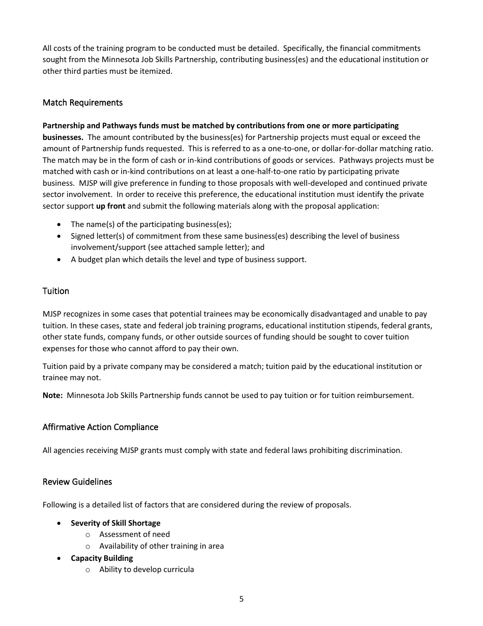 Instructions for Partnership  Pathways Short Form Grant Application - Minnesota, Page 8