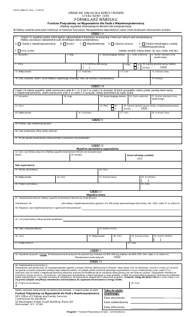 Form OCFS-4584-PL Application Form - Equipment Loan Fund for the Disabled - New York (Polish)