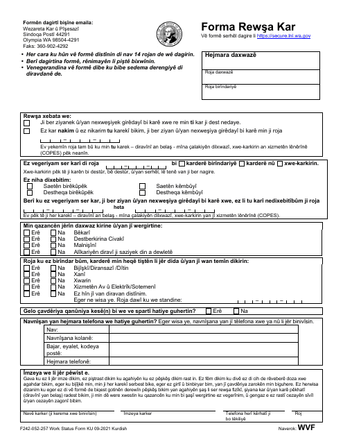 Form F242-052-257 Work Status Form - Washington (Kurdish)