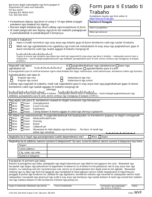 Form F242-052-246 Work Status Form - Washington (Ilocano)