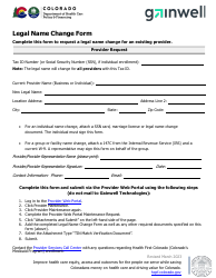 Document preview: Legal Name Change Form - Colorado
