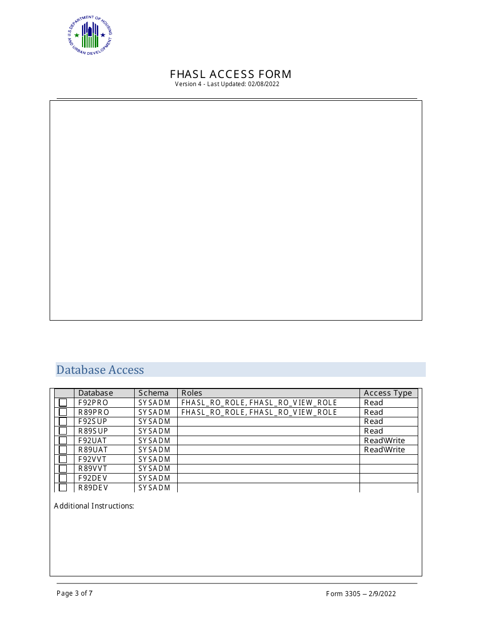 Form 3305 Fhasl Access Form, Page 3