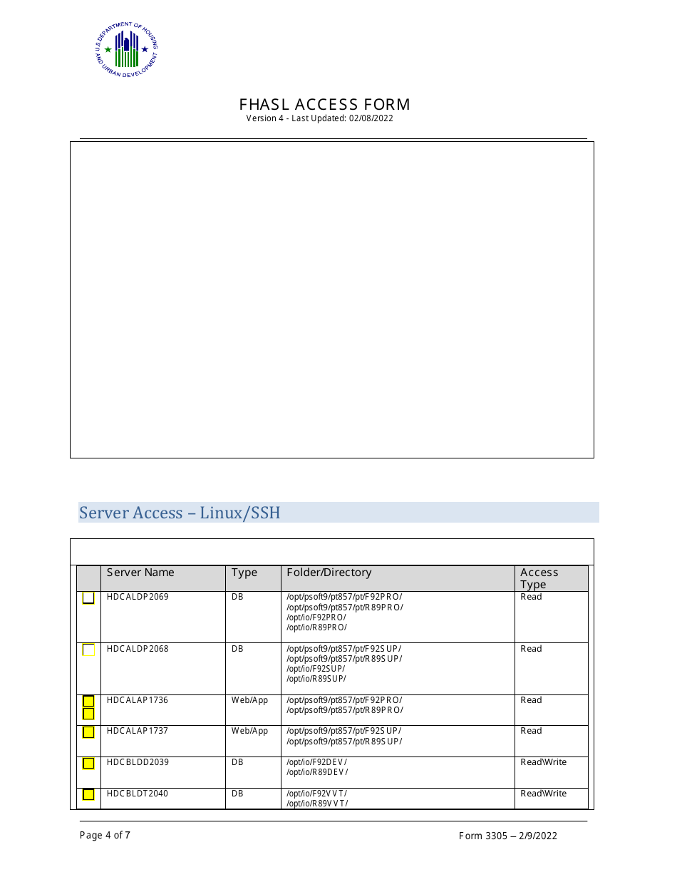 Form 3305 Fhasl Access Form, Page 4