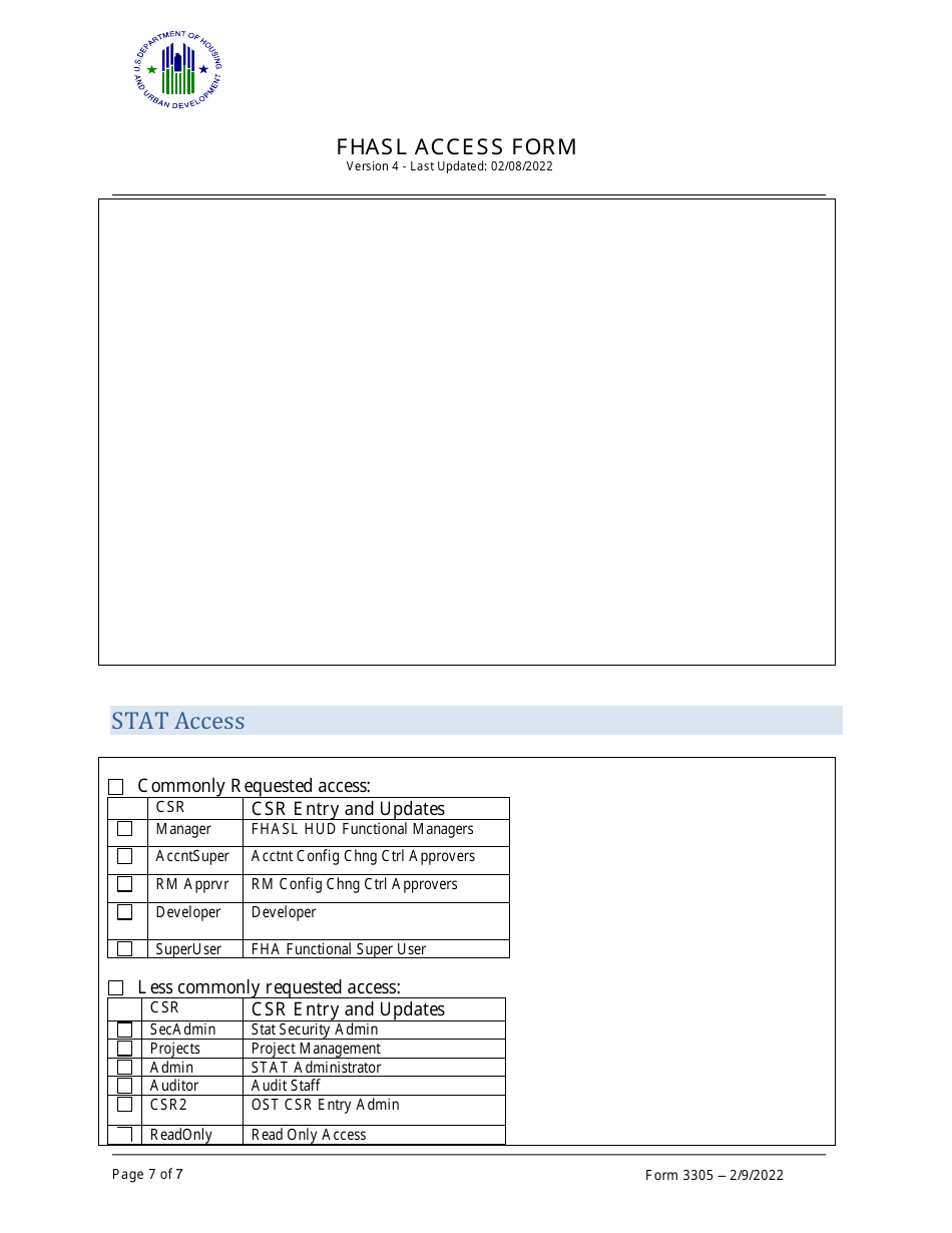 Form 3305 Fhasl Access Form, Page 7