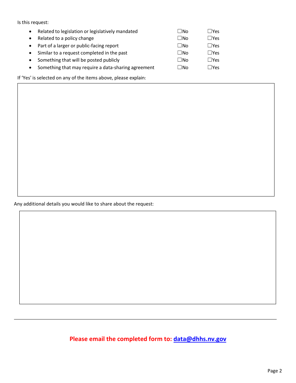 Data Request Form - Nevada, Page 2