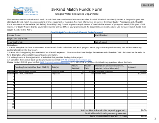 Cash Match Funds Form - Oregon, Page 3