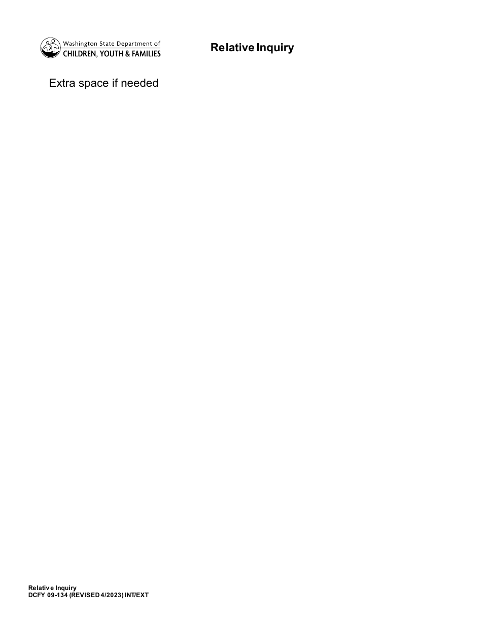 DCYF Form 09-134 Relative Inquiry - Washington, Page 3