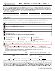 DCYF Form 14-012 Release of Information - Washington (Vietnamese)