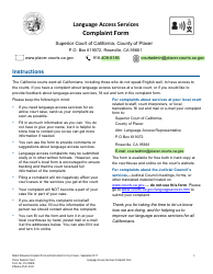 Document preview: Form PL-CW906 Language Access Services Complaint Form - County of Placer, California