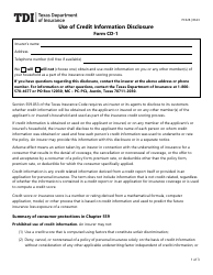 Form PC328 (CD-1) Use of Credit Information Disclosure - Texas