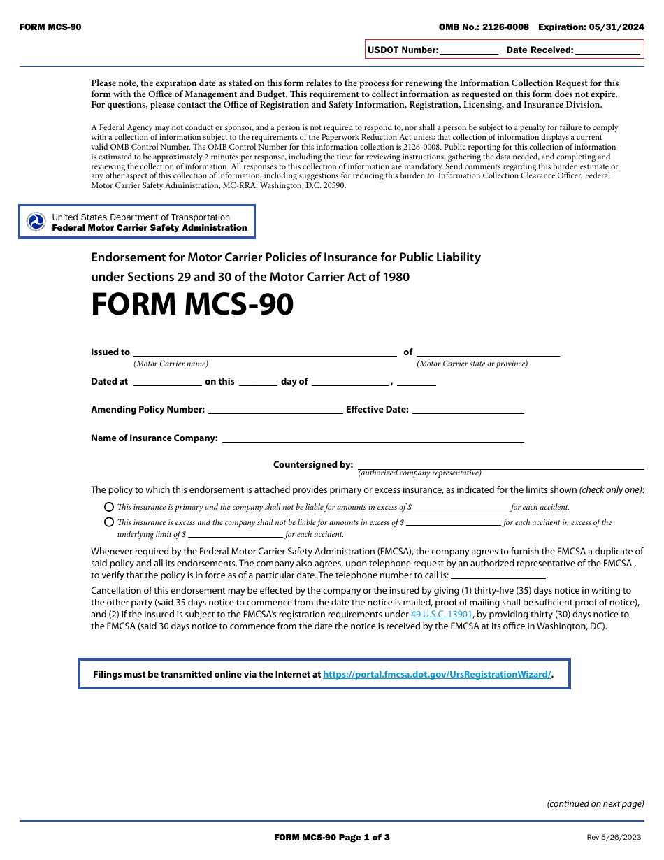 Form MCS90 Fill Out, Sign Online and Download Fillable PDF