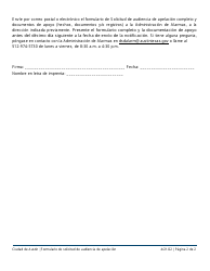 Formulario De Solicitud De Audiencia De Apelacion - City of Austin, Texas (Spanish), Page 2