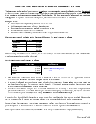 Montana Dnrc Restaurant Authorization Form - Montana