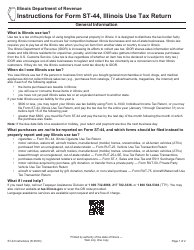 Document preview: Instructions for Form ST-44, 019 Illinois Use Tax Return - Illinois