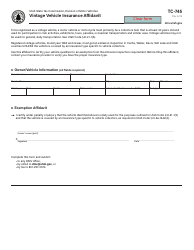 Document preview: Form TC-745 Vintage Vehicle Insurance Affidavit - Utah