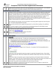 DSHS Form 10-685 Companion Home Provider Supplemental Information - Washington