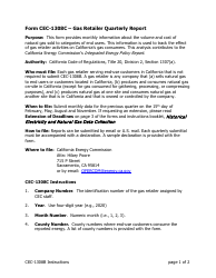 Document preview: Instructions for Form CEC-1308C Gas Retailer Quarterly Report - California