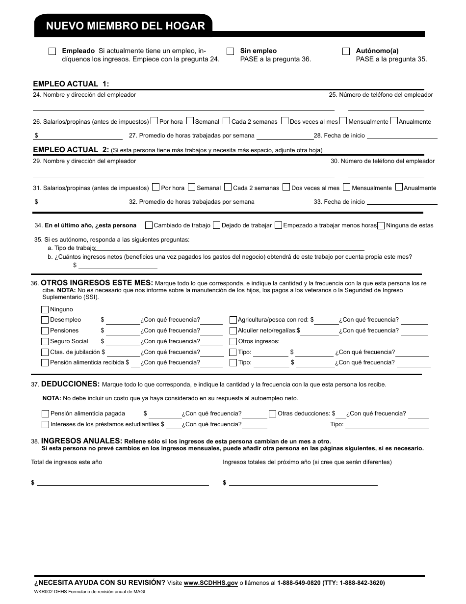 Formulario WKR002 Formulario De Revision Anual - South Carolina (Spanish), Page 10
