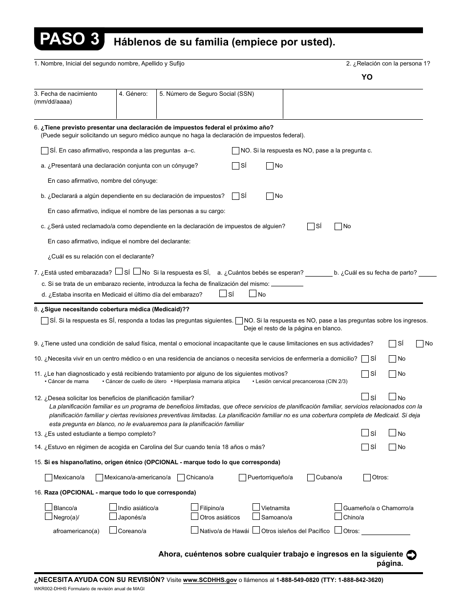 Formulario WKR002 Formulario De Revision Anual - South Carolina (Spanish), Page 5