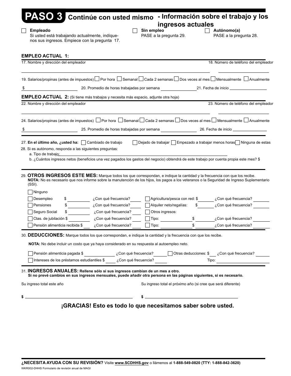 Formulario WKR002 Formulario De Revision Anual - South Carolina (Spanish), Page 6