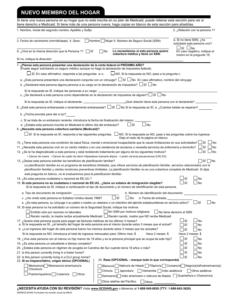 Formulario WKR002 Formulario De Revision Anual - South Carolina (Spanish), Page 9