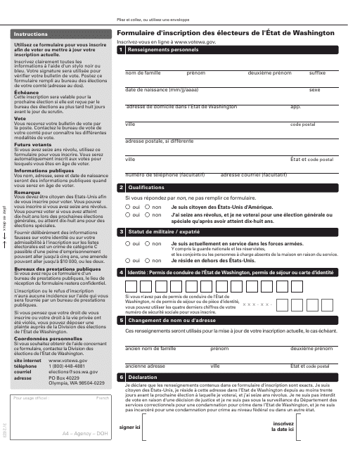 Washington State Voter Registration Form - Washington (French) Download Pdf