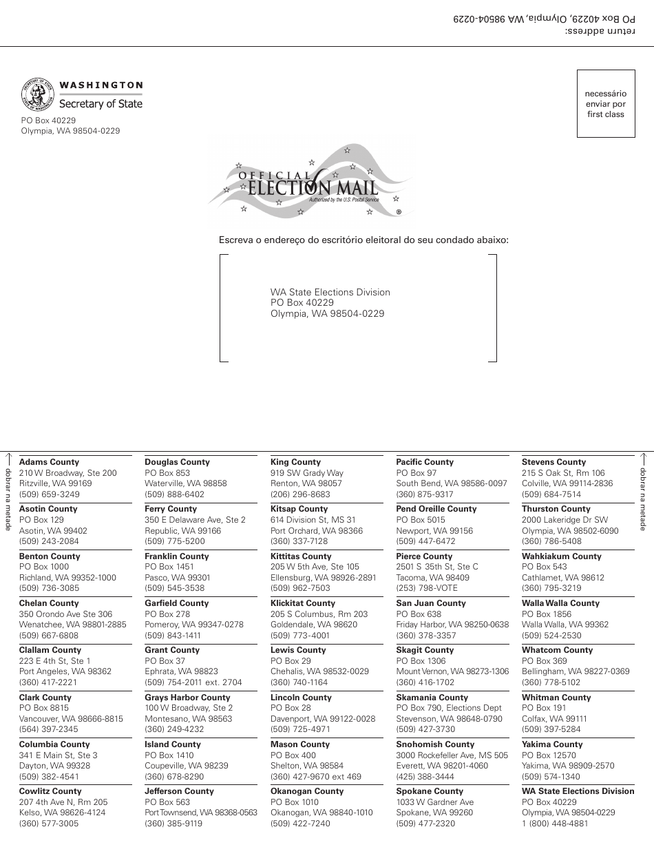 Washington State Voter Registration Form - Washington (Portuguese), Page 2