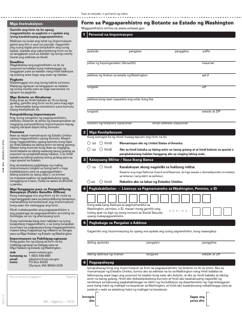 Washington State Voter Registration Form - Washington (Tagalog)