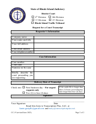 Form CC-19 Request for a Court Transcript - Rhode Island, Page 2