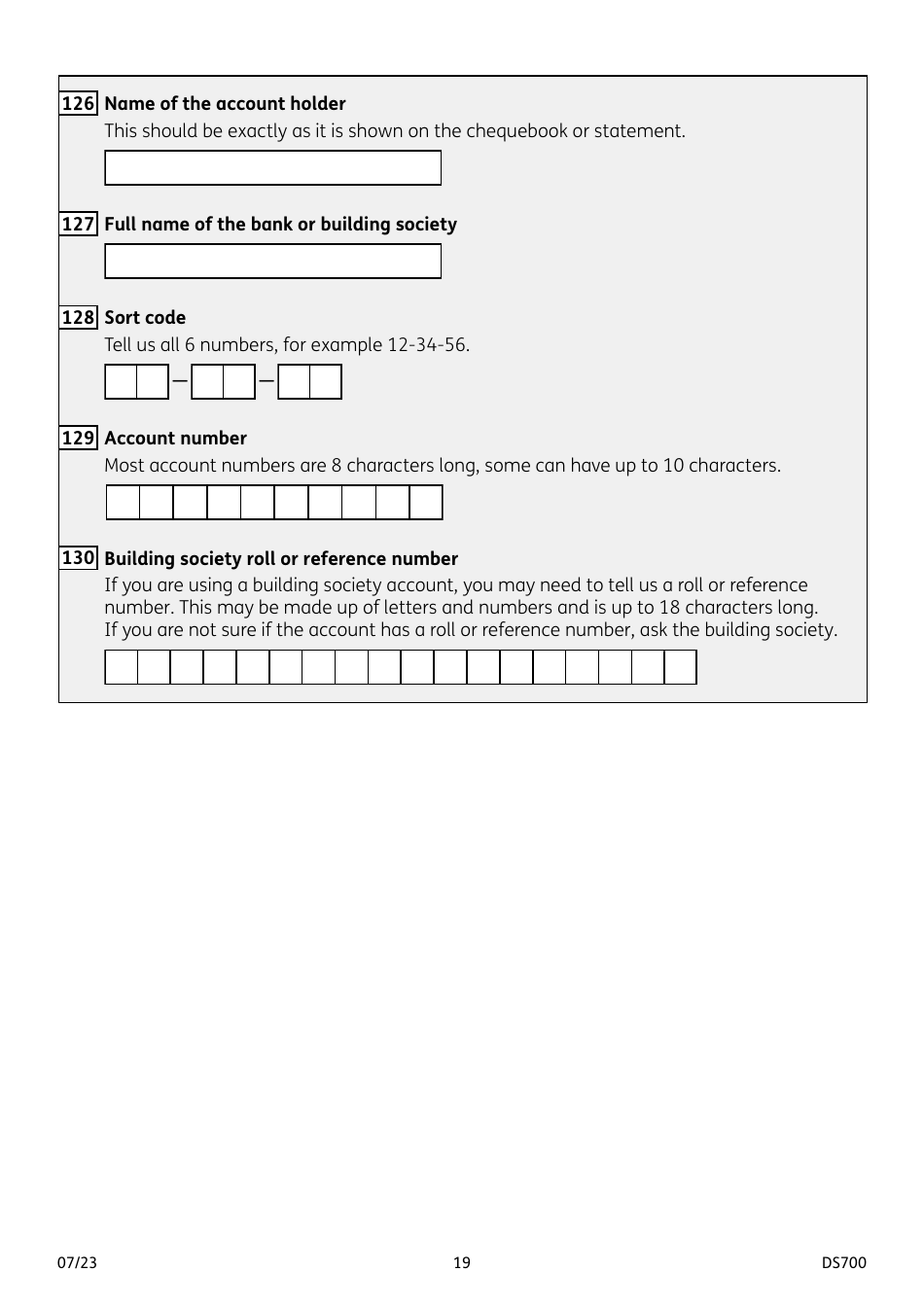 Form DS700 Carers Allowance Claim Form - United Kingdom, Page 19